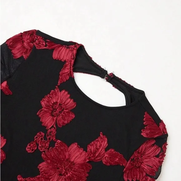Anewsta Elegant Black and Red Floral Dress - Picture 8 of 14